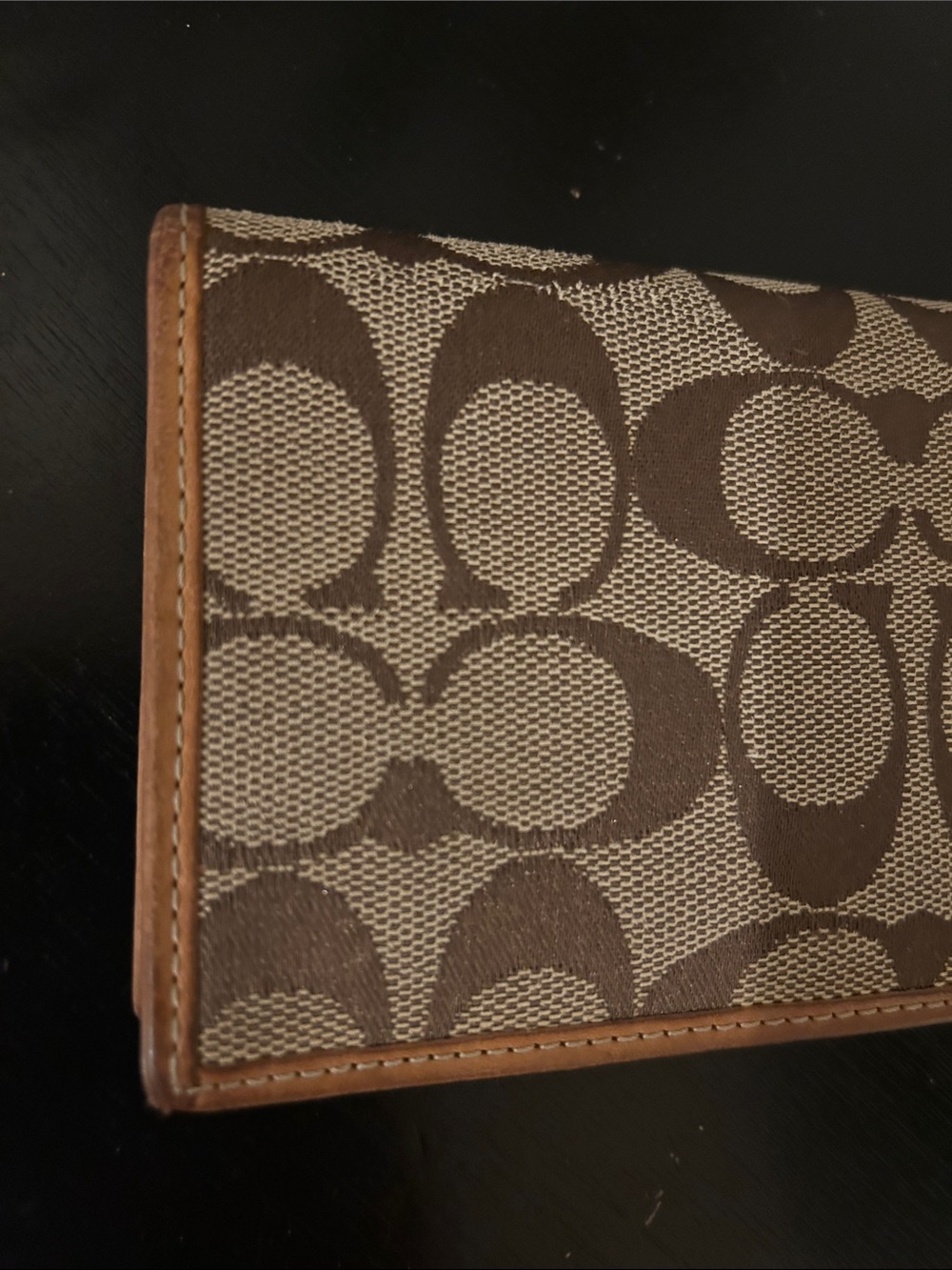 Vintage Coach brown Signature Canvas Continental checkbook cover with Tan inner - Picture 5 of 8